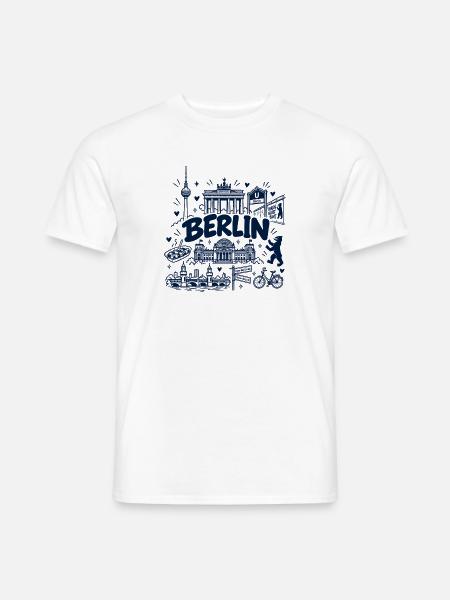 Berlin - Hauptstadt mit Sehenswürdigkeiten - Männer T-Shirt - Weiß