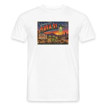 Grüße aus Area 51 – Retro-Alien-Postkarte - Männer T-Shirt - Weiß - Vorne - AI Model Male 178 dark (178cm)