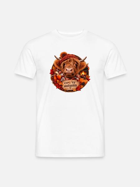 Cosy Autumn Highland - Männer T-Shirt - Weiß
