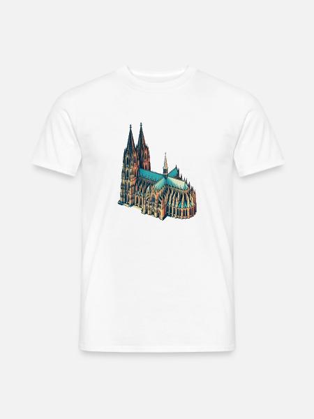 Kölner Dom Retro - Männer T-Shirt - Weiß