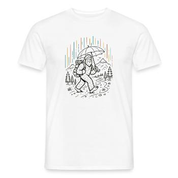 Sasquatch Regenschirm-Wanderung - Männer T-Shirt - Weiß - Vorne - AI Model Male 178 dark (178cm)