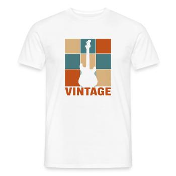 Retro-Gitarrist Sunset Vintage E-Gitarre - Männer T-Shirt - Weiß - Vorne - AI Model Male 178 dark (178cm)