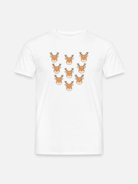 Cartoon-Hirschgesichter - Männer T-Shirt - Weiß