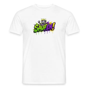 Saufen Neon Graffiti Bierkan - Männer T-Shirt - Weiß - Vorne - AI Model Male 178 dark (178cm)