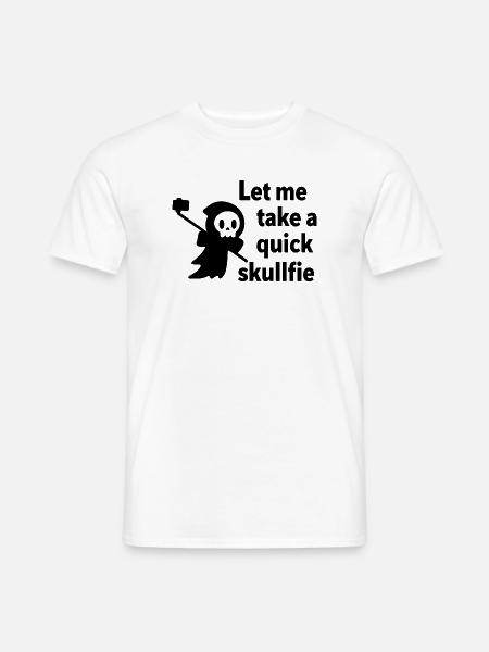 Skelett-Selfie mit Selfie-Stick - Männer T-Shirt - Weiß