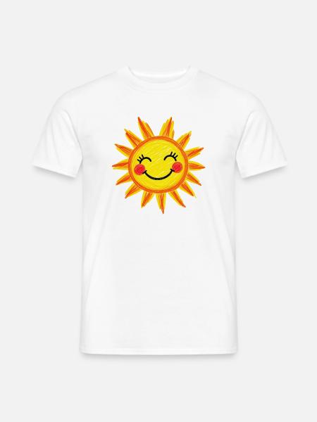 Lächelnde Sonne Crayon-Stil - Männer T-Shirt - Weiß