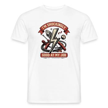 Unglaublich gut in meinem Job – Elektriker-T-Arbeitskleidung - Männer T-Shirt - Weiß - Vorne - AI Model Male 178 dark (178cm)
