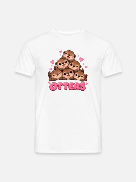 Süße Otter Freunde Cartoon - Männer T-Shirt - Weiß