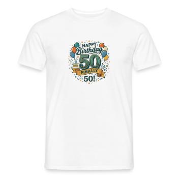 Alles Gute zum Geburtstag endlich 50 Bash Konfetti-Party - Männer T-Shirt - Weiß - Vorne - AI Model Male 178 dark (178cm)