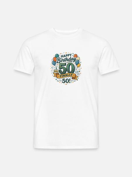 Alles Gute zum Geburtstag endlich 50 Bash Konfetti-Party - Männer T-Shirt - Weiß