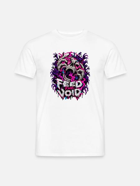 Füttere die Leere Schädelflammen - Männer T-Shirt - Weiß