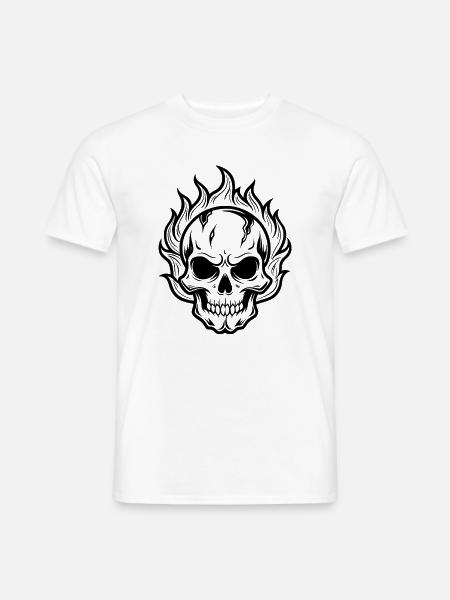 Flammender Schädel - Männer T-Shirt - Weiß