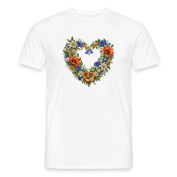 Wiesenblumenherz mit Brezel & Edelweiß - Männer T-Shirt - Weiß - Vorne - AI Model Male 178 dark (178cm)