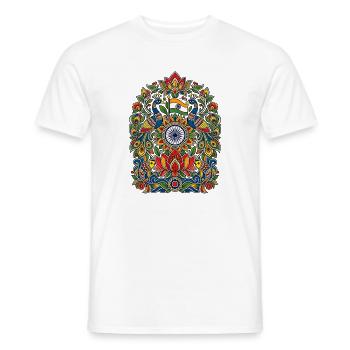 Indien | Pfauen, Lotus & Ornamentik - Männer T-Shirt - Weiß - Vorne - AI Model Male 178 dark (178cm)