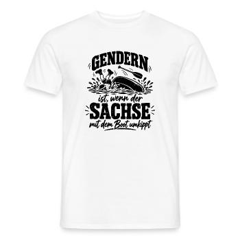 Gendern ist, wenn der Sachse mit dem Boot umkippt - Männer T-Shirt - Weiß - Vorne - AI Model Male 178 dark (178cm)