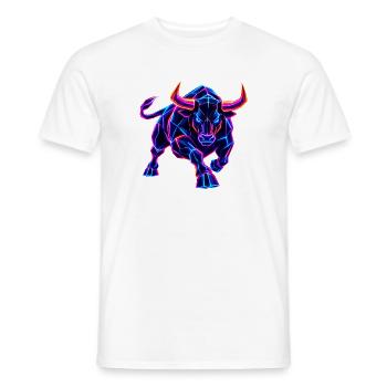 Neon Wall Street Bullenmacht - Männer T-Shirt - Weiß - Vorne - AI Model Male 178 dark (178cm)