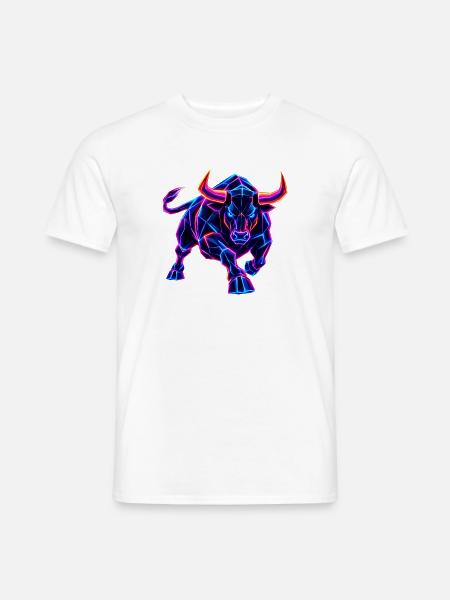 Neon Wall Street Bullenmacht - Männer T-Shirt - Weiß