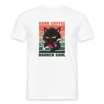 Dark Coffee Darker Soul genervte Katze Retro Kaffe - Männer T-Shirt - Weiß - Vorne - AI Model Male 178 dark (178cm)