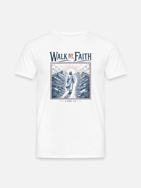 Walk By Faith Mountain Path - Männer T-Shirt - Weiß