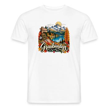 Graubünden Alpenpanorama - Männer T-Shirt - Weiß - Vorne - AI Model Male 178 dark (178cm)