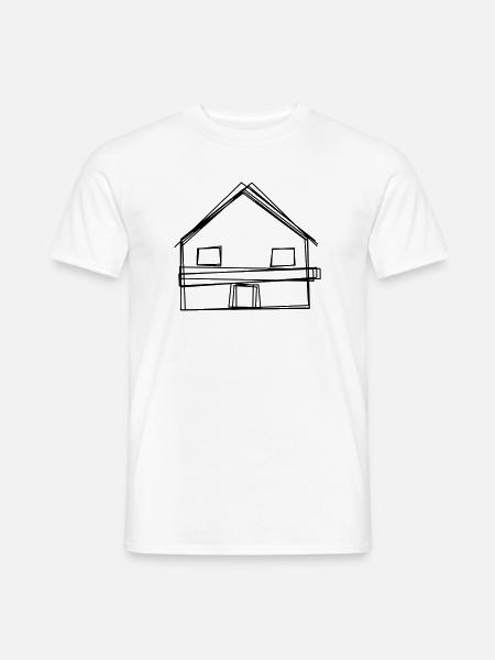 Berghütte handgezeichnet - Männer T-Shirt - Weiß