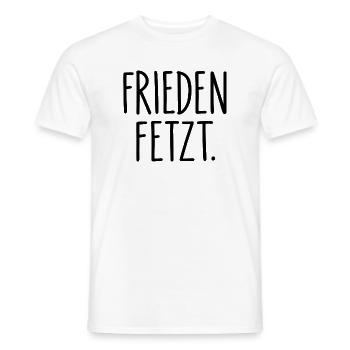 Frieden fetzt – Minimalistischer Friedensspruch - Männer T-Shirt - Weiß - Vorne - AI Model Male 178 dark (178cm)
