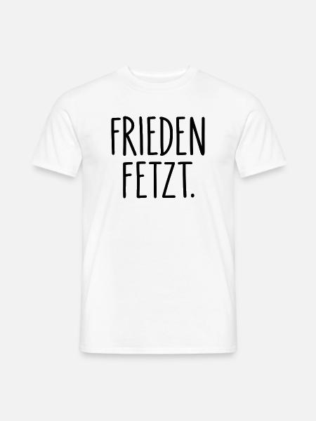 Frieden fetzt – Minimalistischer Friedensspruch - Männer T-Shirt - Weiß