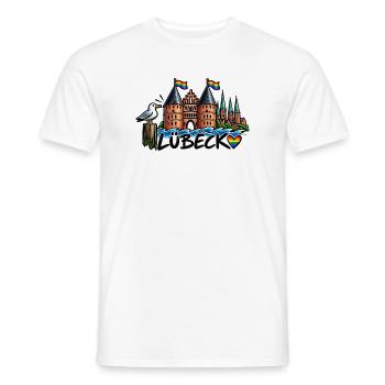 Lübeck Regenbogen Holstentor - Männer T-Shirt - Weiß - Vorne - AI Model Male 178 dark (178cm)