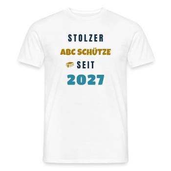 Stolzer ABC Schütze seit 2027 Einschulung - Männer T-Shirt - Weiß - Vorne - AI Model Male 178 dark (178cm)