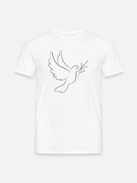 Friedenstaube mit Olivenzweig - Männer T-Shirt - Weiß