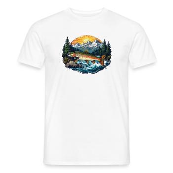 Fisch im Fluss - Wald - Männer T-Shirt - Weiß - Vorne - AI Model Male 178 dark (178cm)