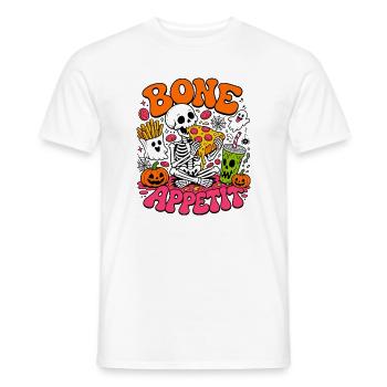 Bone Appetit lustiges Halloween-Skelett isst Pizza - Männer T-Shirt - Weiß - Vorne - AI Model Male 178 dark (178cm)