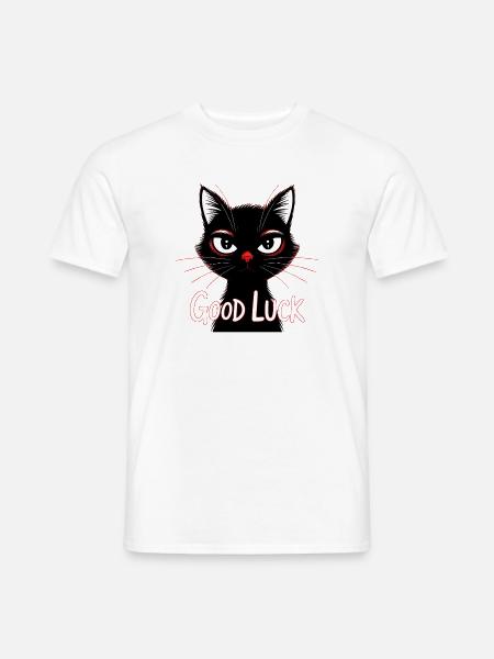 Schwarze Katze Glücksprint - Männer T-Shirt - Weiß