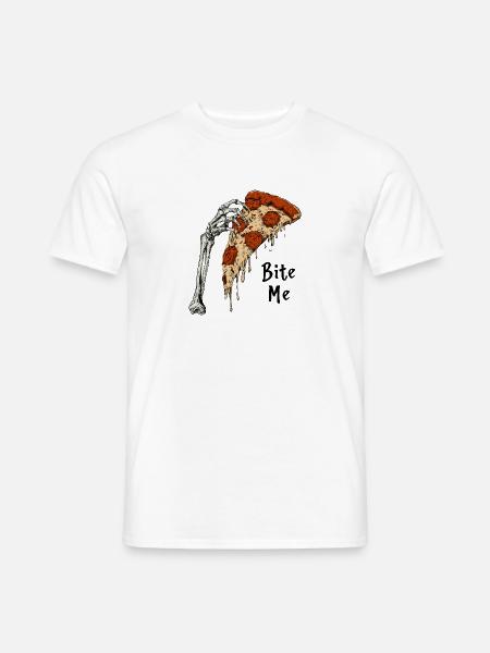 Knochenhand Pizza Bite Me - Männer T-Shirt - Weiß