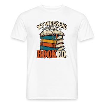 My Weekend Is Fully Booked – Bücher Retro - Männer T-Shirt - Weiß - Vorne - AI Model Male 178 dark (178cm)
