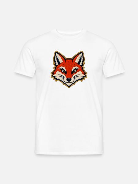 Fuchskopf im Patch-Look - Männer T-Shirt - Weiß