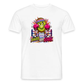 Kiwi Boxsport: Sauer, aber Stark - Männer T-Shirt - Weiß - Vorne - AI Model Male 178 dark (178cm)