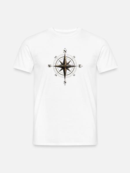 Nostalgischer Kompassstern - Männer T-Shirt - Weiß
