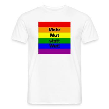 MEHR MUT STATT WUT BUNTER REGENBOGEN, NIE WIEDER - Männer T-Shirt - Weiß - Vorne - AI Model Male 178 dark (178cm)