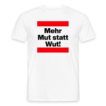 MEHR MUT STATT WUT BUNTE MENSCHENKETTE, NIE WIEDER - Männer T-Shirt - Weiß - Vorne - AI Model Male 178 dark (178cm)