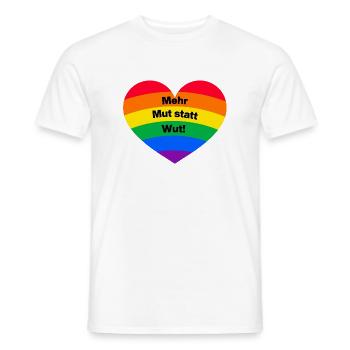 MEHR MUT STATT WUT BUNTER REGENBOGEN, NIE WIEDER - Männer T-Shirt - Weiß - Vorne - AI Model Male 178 dark (178cm)