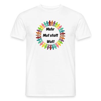 MEHR MUT STATT WUT BUNTE MENSCHENKETTE, NIE WIEDER - Männer T-Shirt - Weiß - Vorne - AI Model Male 178 dark (178cm)