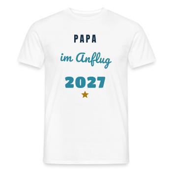 Papa im Anflug 2027 Baby unterwegs - Männer T-Shirt - Weiß - Vorne - AI Model Male 178 dark (178cm)