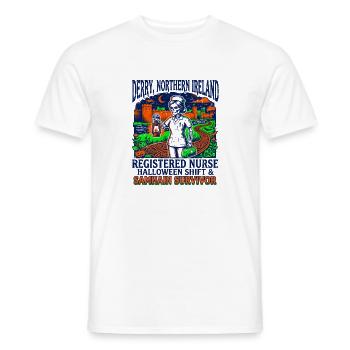 Derry Northern Ireland Registered Nurse Samhain - Männer T-Shirt - Weiß - Vorne - AI Model Male 178 dark (178cm)
