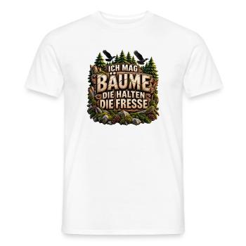 Ich mag Bäume Spruch – Holzoptik & Raben - Männer T-Shirt - Weiß - Vorne - AI Model Male 178 dark (178cm)
