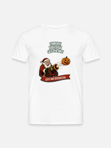 Endlich Weihnachten statt Halloween - Männer T-Shirt - Weiß