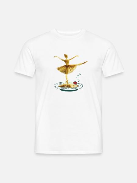 Spaghetti Ballerina mit Tomate & Basilikum Kunst - Männer T-Shirt - Weiß
