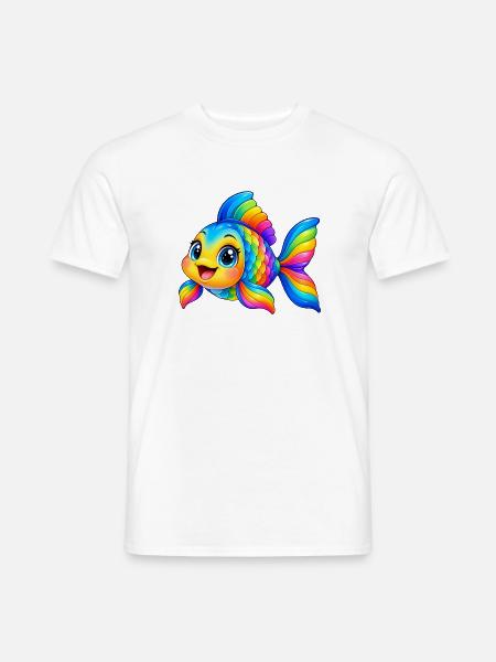 Kawaii Mehrfarbiger Fisch - Männer T-Shirt - Weiß