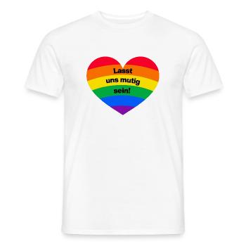 LASST UNS MUTIG SEIN, DEUTSCHLAND BLEIBT BUNT - Männer T-Shirt - Weiß - Vorne - AI Model Male 178 dark (178cm)