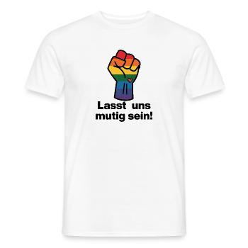 LASST UNS MUTIG SEIN, DEUTSCHLAND BLEIBT BUNT - Männer T-Shirt - Weiß - Vorne - AI Model Male 178 dark (178cm)